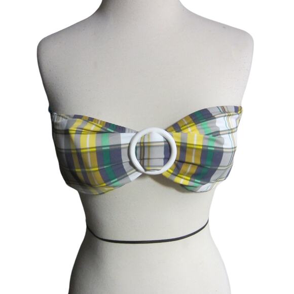 Victoria’s Secret Plaid Bandeau Bikini Top Y2K Preppy Ring Detail Size M - Picture 1 of 9